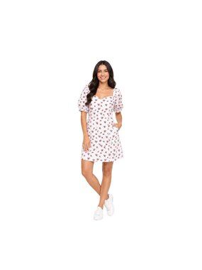 New Vero Moda Large White Vintage Dainty Floral Puff Sleeve Mini Dress